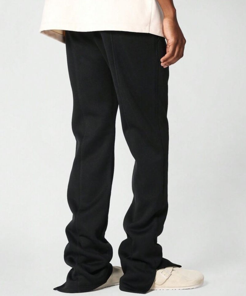 FLYNOFF Solid Black Premium Quality Relaxed Fit Track Pants with Drawstring All-Day Comfort - Image 2